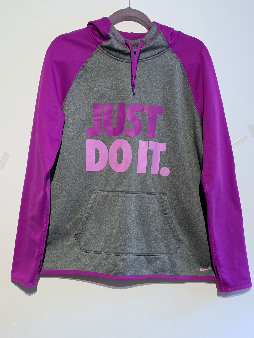 Nike "Just Do It." Grey & Purple Pullover Hoodie